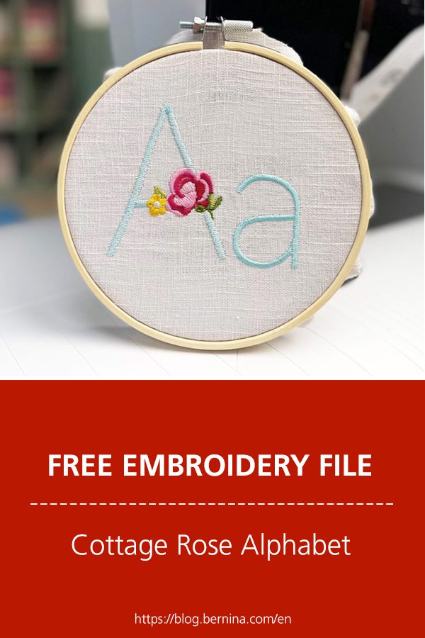 Free embroidery design: Cottage Rose Alphabet, Letter A